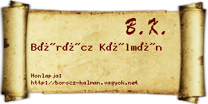 Böröcz Kálmán névjegykártya